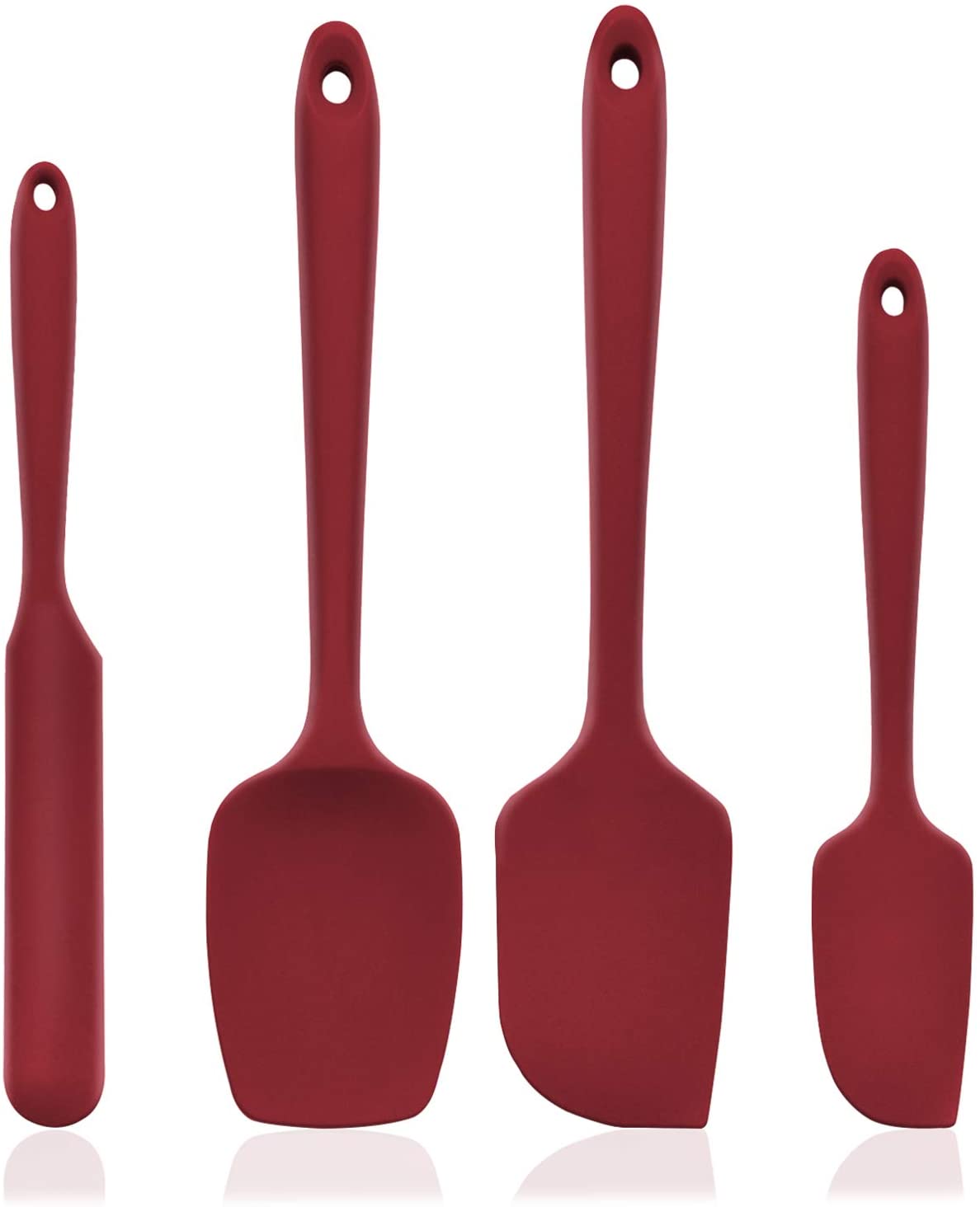 U-Taste 600ºF High Heat-Resistant Premium Silicone Spatula Set, BPA-Free One Piece Seamless Design, Non-Stick Rubber with 18/8 Stainless Steel Core, Cooking/Baking Utensil Set of 4(Red).