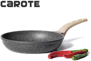 Carote 8 Inch Non-stick Frying Pan Skillet,Stone Cookware Granite Coating from Switzerland,Black…